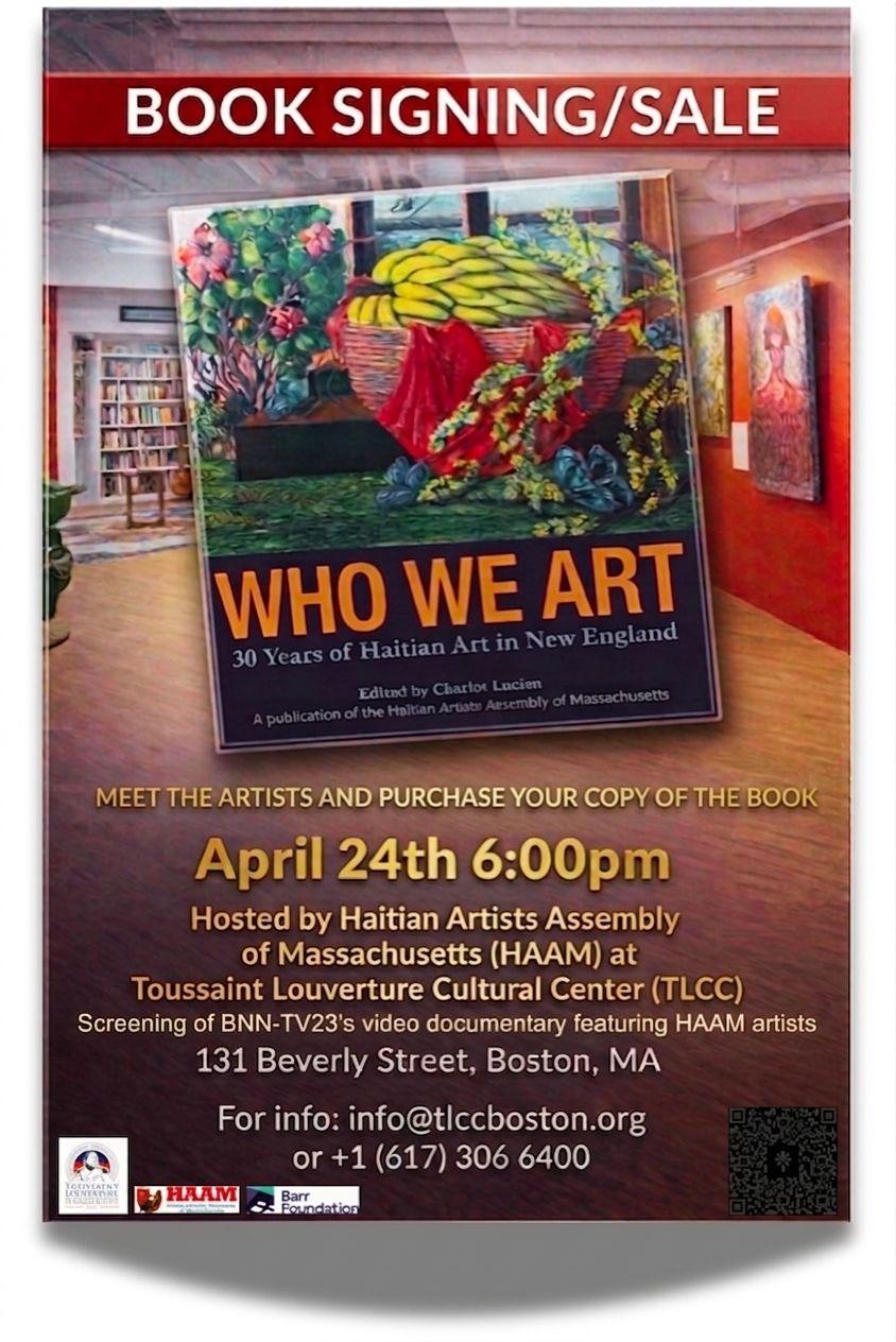 Invitation to the Book Signing of WHO WE ART: 30 Years of Haitian Art in New England
