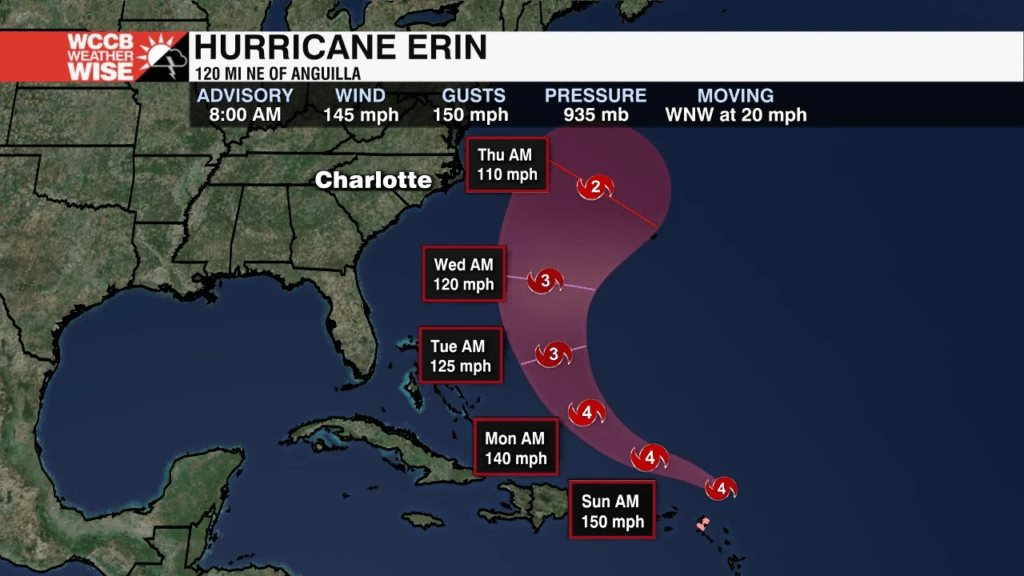 Ouragan Erin en catégorie 5 : Porto Rico met en alerte ses 367 abris, les Bahamas mobilisés