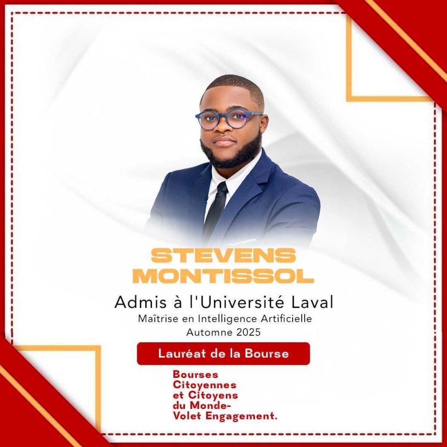 Montissol Stevens, boursier de l’Université Laval, poursuit sa maîtrise en IA et rêve de bâtir un laboratoire d’IA en Haïti