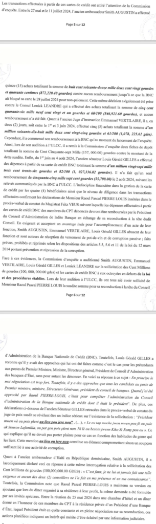 Flashback | Dépenses excessives et retards de paiement : le rapport ULCC d’octobre 2024 sur Louis Gérald Gilles (CPT) et la carte de crédit BNC