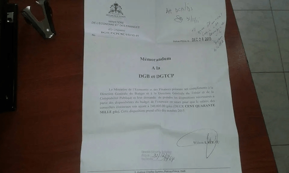 Flashback | Corruption. En 2016, Martelly et Laleau doublent par simple note de service les salaires du CEP, de 124 000 à 240 000 gourdes avant les “élections gren’n soulye”