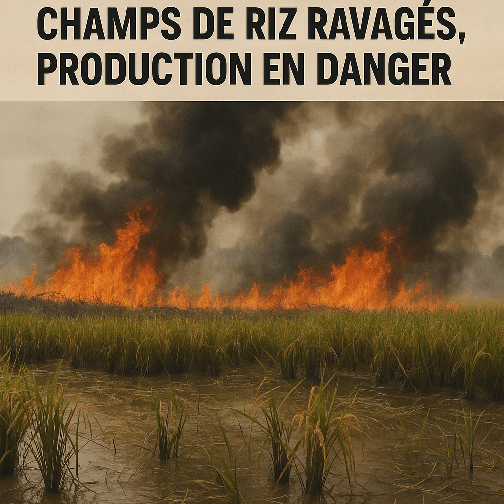 INCENDIES DANS LA PLAINE DE L’ARTIBONITE : CHAMPS DE RIZ RAVAGÉS, PRODUTION EN DANGER