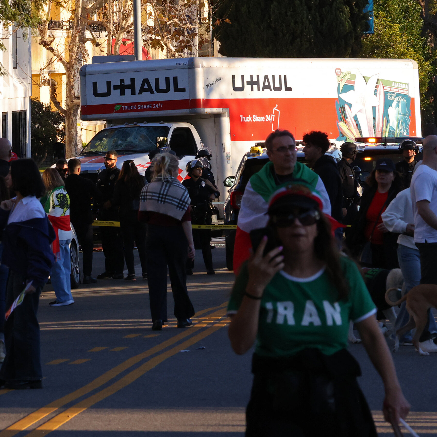 U-Haul Truck Drives Into Crowd of Iran Protesters in Los Angeles