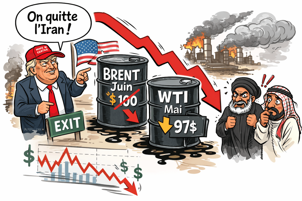 Pétrole : le Brent (livraison juin) repasse sous 100 dollars, le WTI (livraison mai) en baisse