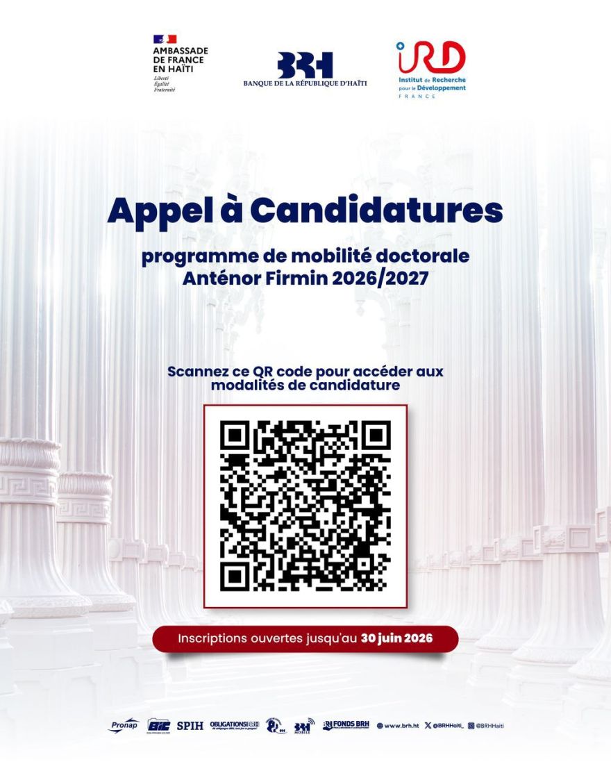 Bourse Anténor Firmin : appel à candidatures pour doctorants haïtiens