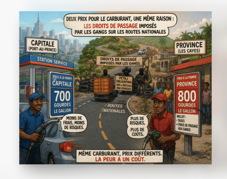 Cayes | Prix du carburant : essence à 800 gourdes, des charges liées à des versements prévus aux gangs armés intégrées aux coûts
