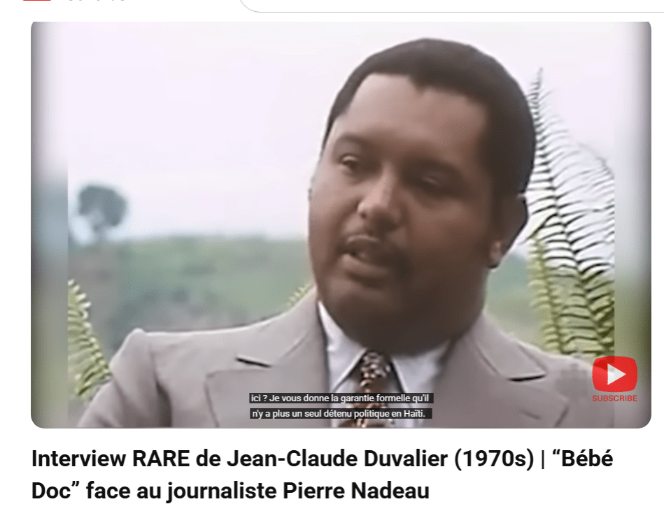 Flashback 1977 (vidéo) — Jean-Claude Duvalier (25 ans) admet les limites de sa “révolution économique”, reléguant Haïti au rang des pays du « 5e monde »