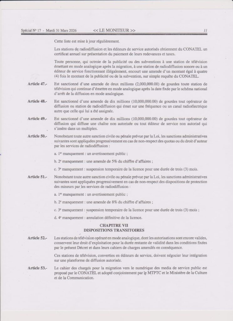 Haïti – Médias : Les droits d’exploitation des fréquences de télévision pourraient changer de main à partir du 30 septembre 2027