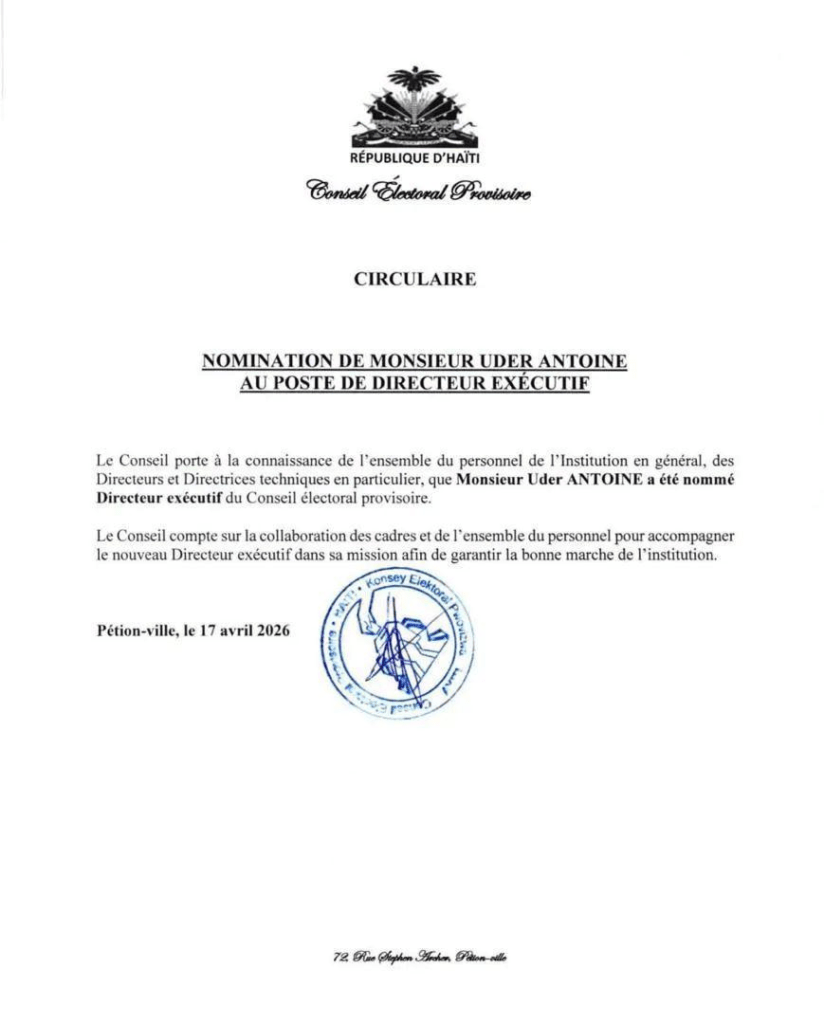 Recyclage au CEP : Uder Antoine, ex-cadre de l’administration Martelly, de retour à la Direction exécutive