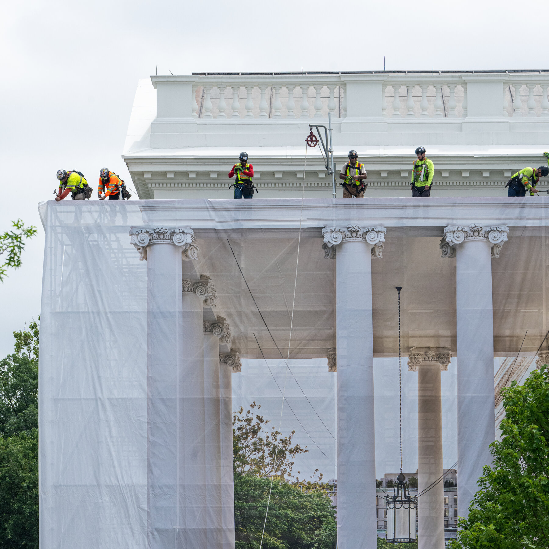 Trump Begins New Construction Project on White House Front Columns