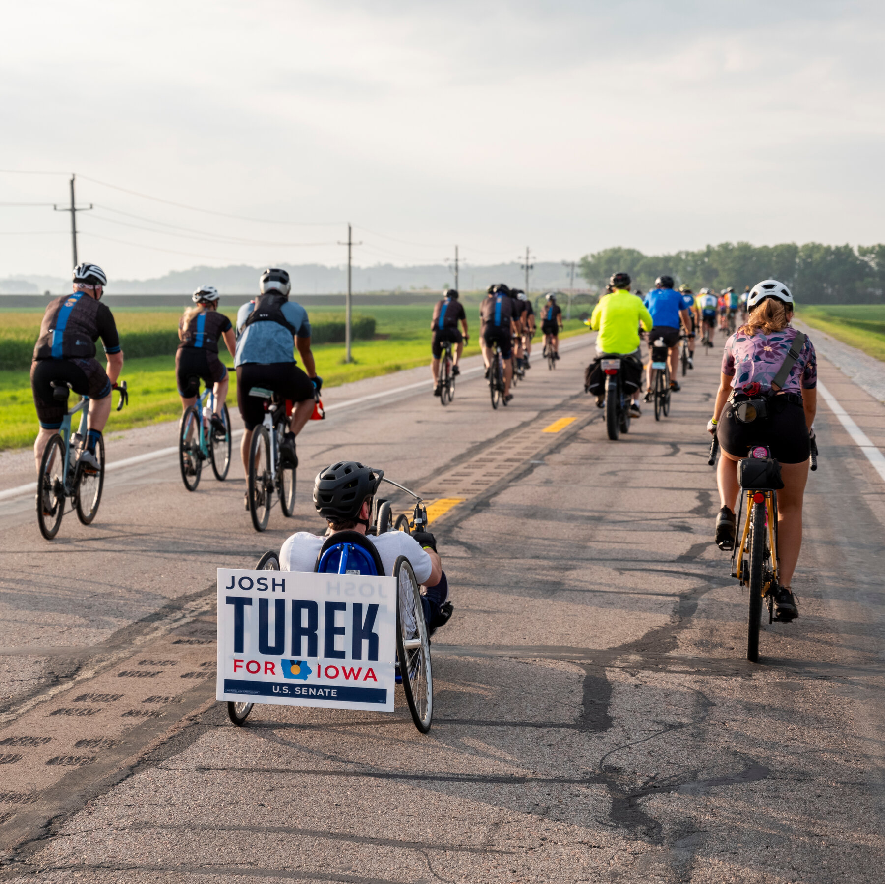Senate candidate Josh Turek handcycles the Iowa campaign trail
