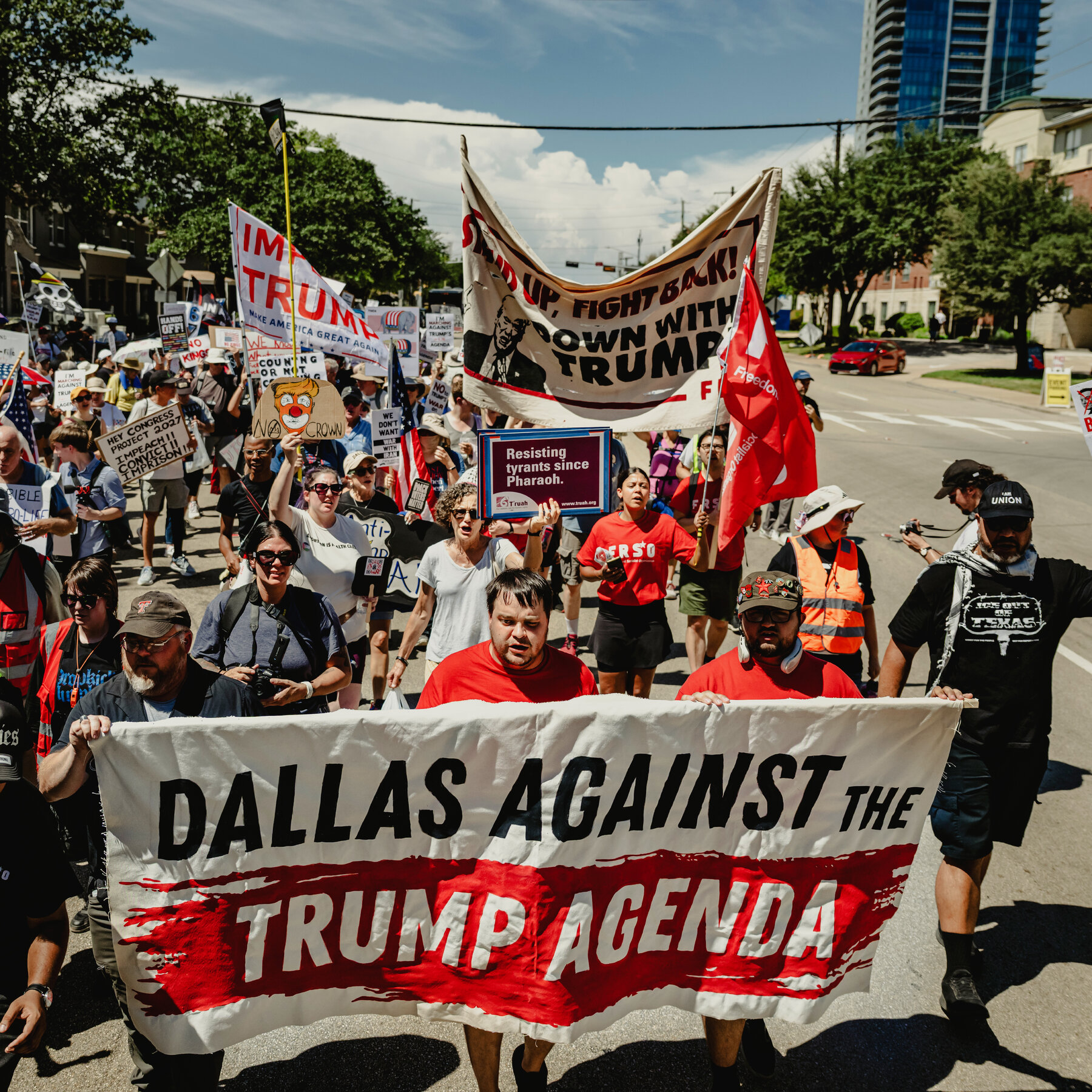 Dozens of Protesters Gather Outside the Republican Midterm Convention in Dallas