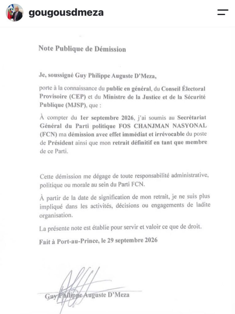 Haïti | Alliance de circonstance ou rupture politique ? Le professeur D’Meza démissionne de Fòs Chanjman Nasyonal