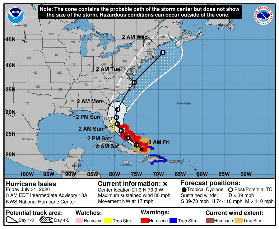 USA | Ouragan Isaias : alerte de danger de mort sur la côte du golfe du Mexique, des millions d’Américains menacés